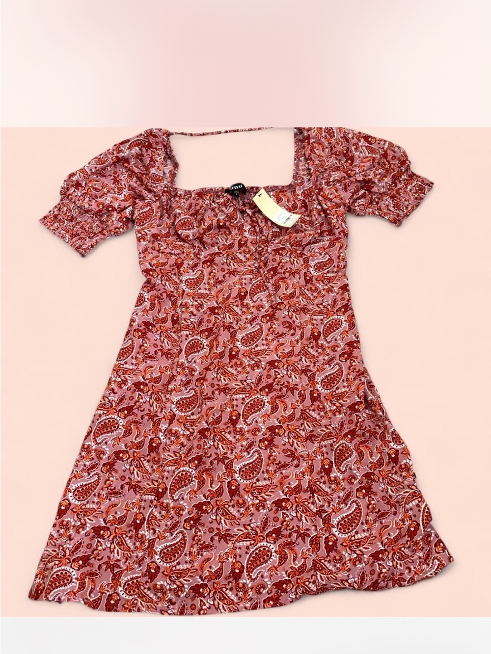 Francesca's Collections Pink and OrNge Paisley Mini Dress